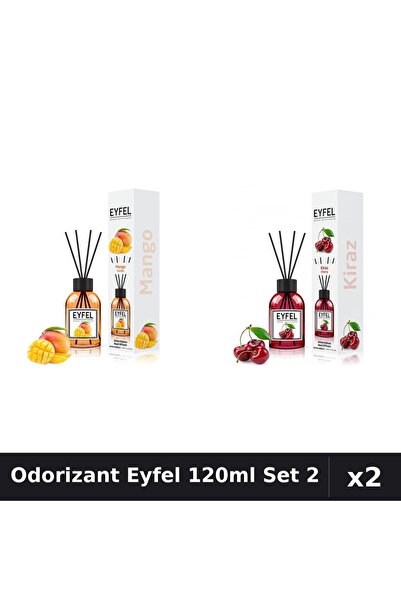 Eyfel Set 2 Odorizant Camera cu Betisoare - Mango, Cirese, Parfum Intens 120ml