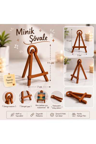 Major Hobi 3-Piece Mini Easel Stand Set 11X7 cm – Decorative Small Canvas and...