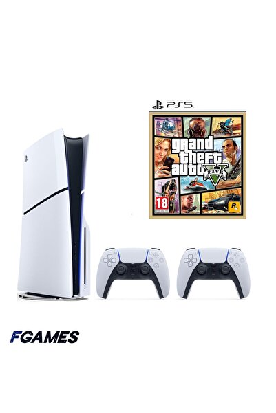 Sony Consola Playstation 5 Slim, Ps5 Ediția cu Disc 1TB + Două Controlere + G...