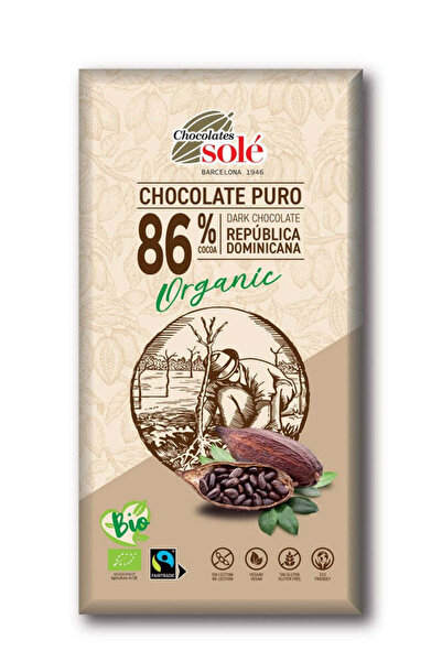 Chocolates Sole Ciocolată neagră organică 86% cacao, 100g