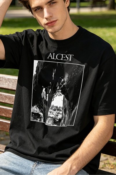 Fleck قمصان قطنية سوداء للرجال من Alcest Forest Art Print قمصان مخصصة