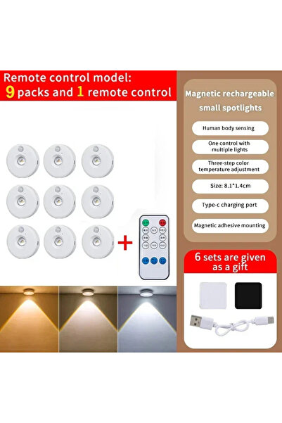 choice2 9PCS With Remote LED Motion Sensor Night Light Wireless Under Cabint ...