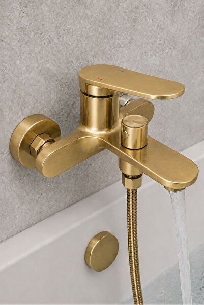 Radinavico Shower column, faucet included, brass, brushed gold