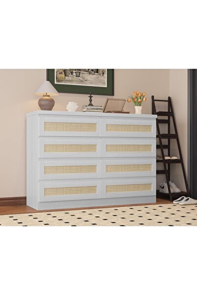 Garvee Modern Rattan Chest of Drawers for Bedroom - 8 Large Drawers, Sturdy W...