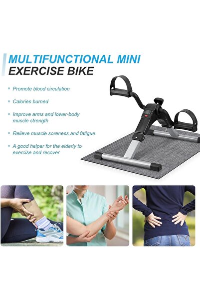 Generic Folding Pedal Exerciser, Mini Under Desk Exercise Bike Foot Hand Cycle Portable, Arm and Leg Exercise Peddler Machine with LCD Monitor