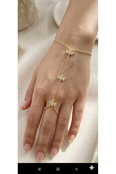 FOR YOU TAKI by Ezgi Women's Gold Color Butterfly Detailed Elegant Steel Şahm...