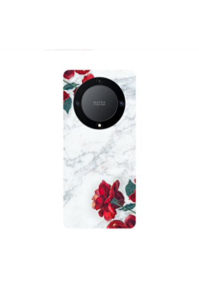 Other Honor Magic5 Lite 5G red roses marble Transparent Silicone TPU Θήκη