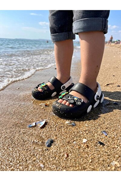 nuh kids Figured Black and White Daily Children's Beach Garden Pool Slippers
