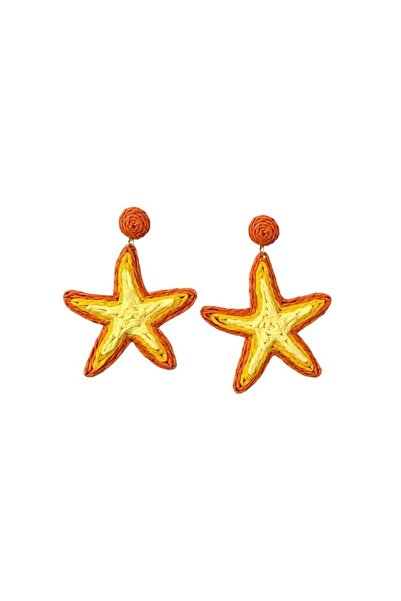 neslyaccessories Orange wicker starfish earrings