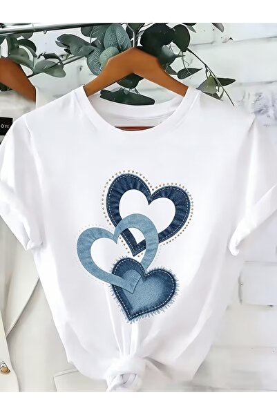 PAVRO Unisex Άνετο T-shirt με μικτό σχέδιο και στάμπα
