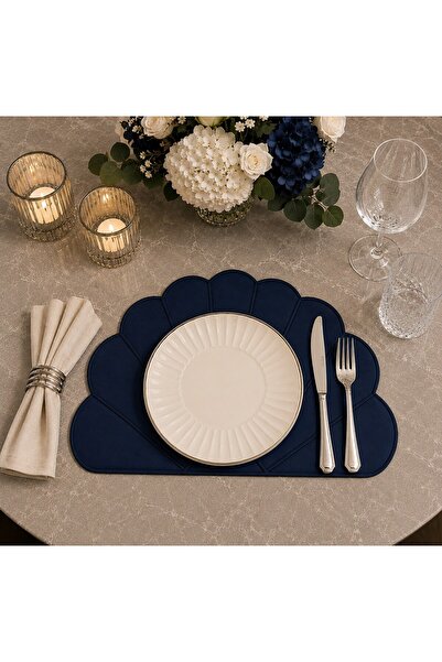 Tly Home Textiles Oyster Patterned Faux Leather Placemat 35X50 cm Luxury Tabl...