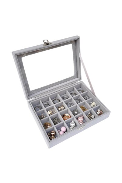 OEM Jewelry storage box with velvet interior and 24 compartments