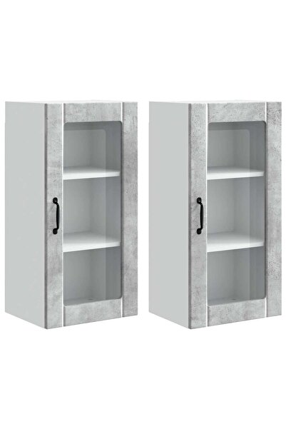 vidaxl Dulap de bucătărie cu raft 2 pcs Gri din beton 40 x 31 x 80 cm