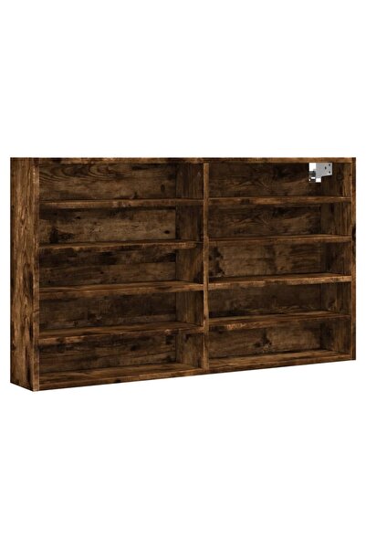 vidaxl Display cabinet, smoked oak, 100x15x58 cm, engineered wood