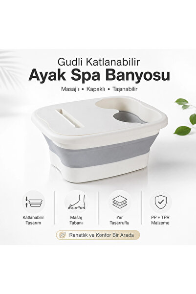 Gudli Katlanabilir Ayak Spa Banyosu Masajlı Ayak Bakım Kovası Kapaklı Taşınab...