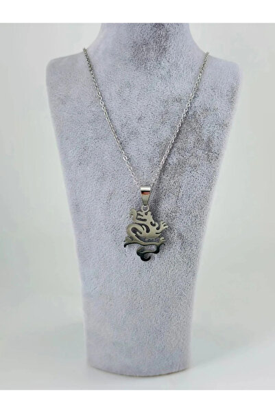 Marsilyan Nvdn- Ieg - Steel Men's Necklace with Dragon Figure Iegrs-Nvdn1