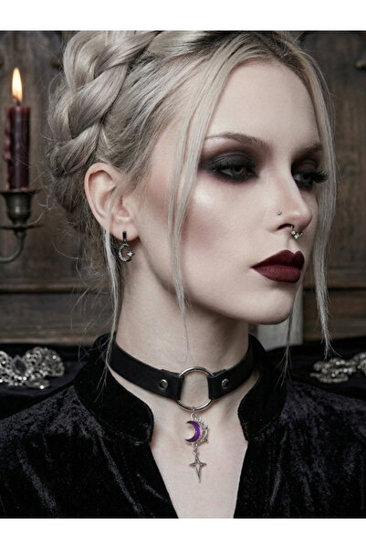 Feronnucci Moon Star Detailed Choker Necklace for Women |   Gothic Neck Colla...