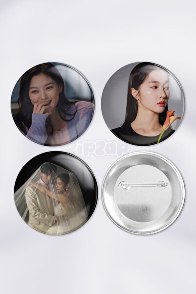 ZipZap Dear X Kdrama Set de insigne decorative pentru geantă, cu ace și butoa...