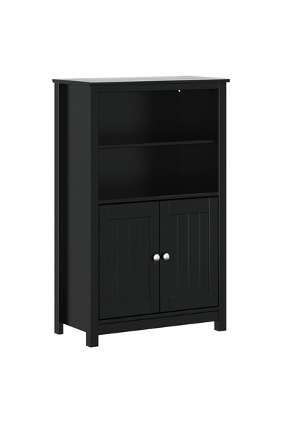 vidaxl Dulap de baie BERG, negru, 69,5x34x110 cm, lemn masiv de pin