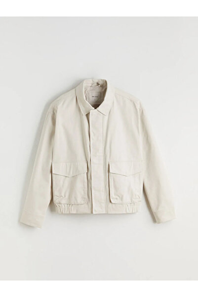 LC Waikiki Ecru Comfortable Fit Shirt Collar Men's Jacket