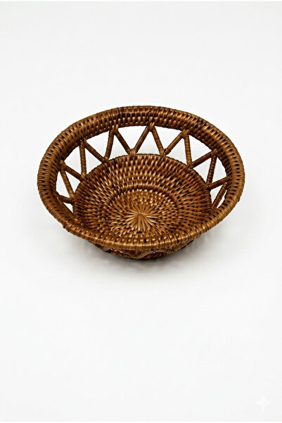 ipekbambuhome Doğal Rattan El Örgüsü Dekoratif Kase 13x5 cm