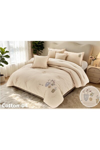 Barigo Simple 100% Cotton Embroidered 4-Piece Bedspread