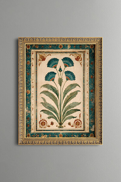 epiqart Turquoise Floral Pattern - Vintage Patterned Frame - Slim Model