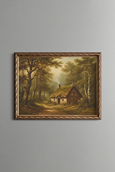epiqart Cottage in the Forest - Vintage Patterned Frame - Slim Model