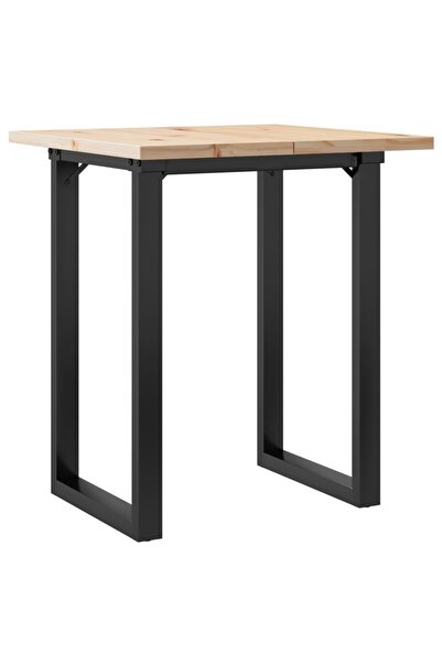 vidaxl Masă bucătărie, cadru O, 70x70x75,5 cm lemn masiv pin și Oţel
