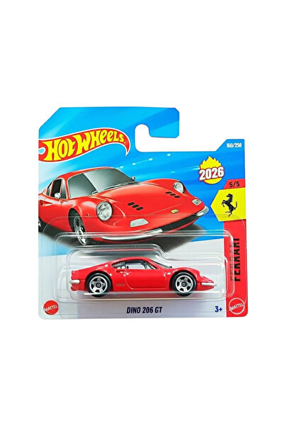 HOT WHEELS Model de mașină, Dino 206 GT, roșu, scară 1:64