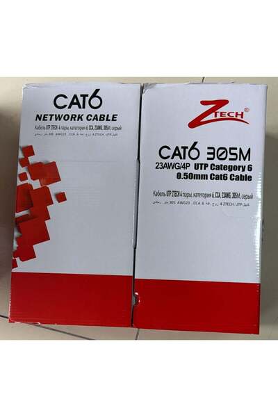 ZTECH CAT 6 KABLO 23 AWG 305 METRELİK 1 TOP FİYATIDIR İÇ MEKAN GRİ RENK