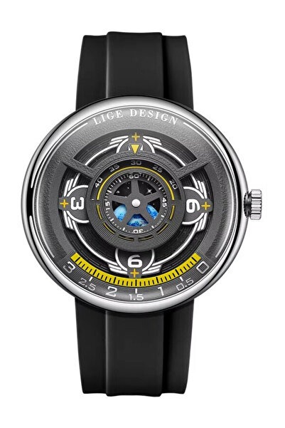 Lige Men's watch LG89285, Pointerless, Rotate Earth, Quartz, Case 44mm, Lumin...