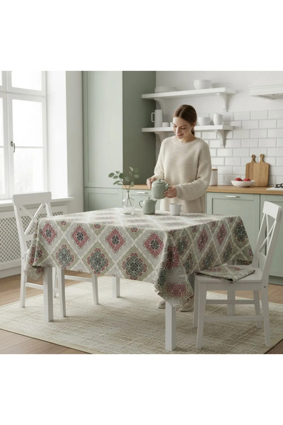 NufJoy Waterproof Tablecloth , Teflon Treated, Anti-Stain, Premium Cotton Tex...