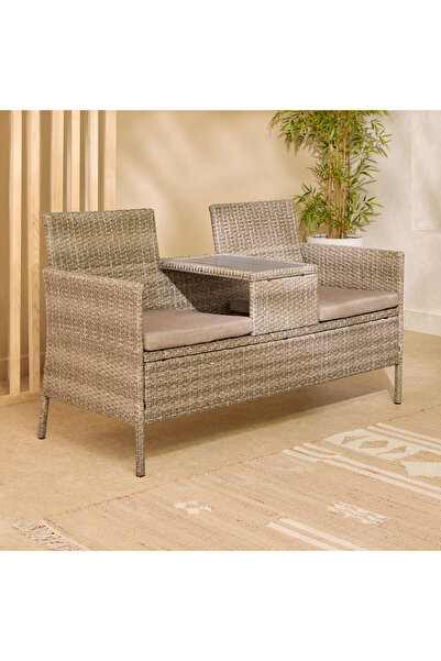 Home Box Movo Vera Enzo 2-Seater Outdoor Bench with Attached Table and Cushions