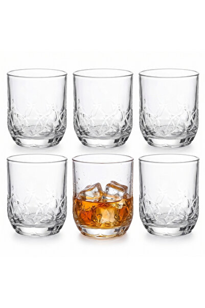 OEM Set of 6 Transparent Decorated Glass Tumbler Cups for Whisky and Fine Bev...