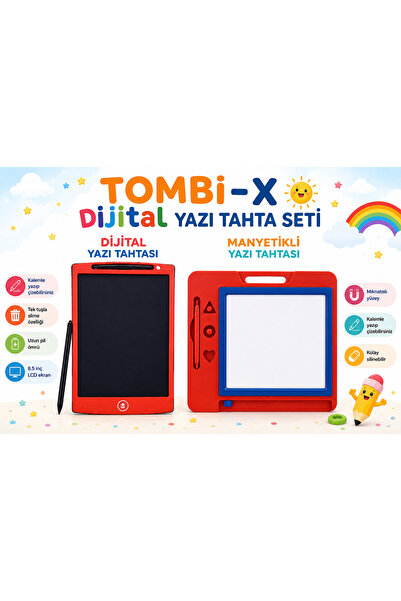 TOMBİ-X Digital Lcd Writing Board and Magnetic Magic Blackboard Set for Kids