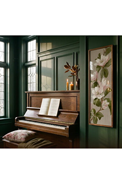 Tuba Decor Tek Parça Gerçek Ahşap Yatay Panorama manolya