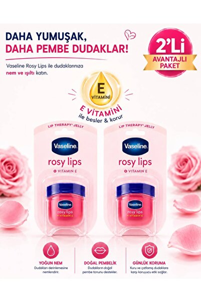 Vaseline E Vitaminli Rosy Lips Therapy 7 gr 2 Adet