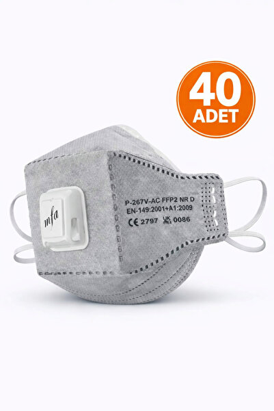 Ventilli Aktif Karbon FFP2 Yüksek Filtreleme Sağlayan Maske 40 ADET