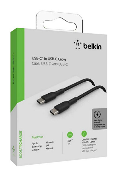 Belkin Cablu USB-C la USB-C Boost Charge, împletit, 1m, negru