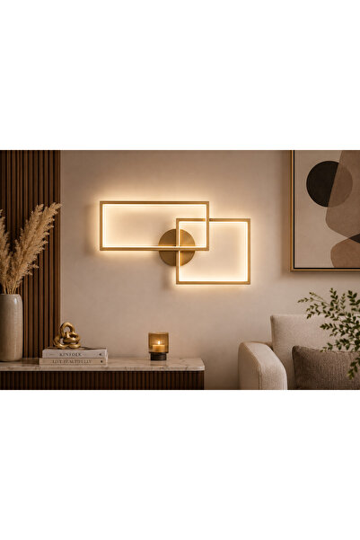 N.zone إضاءة جدارية LED مودرن بتصميم هندسي فاخر بإطارين متداخلين – عرض 60 سم ...