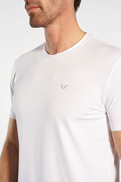 bilcee Men's White Crew Neck Aktive Sports T-Shirt 4929