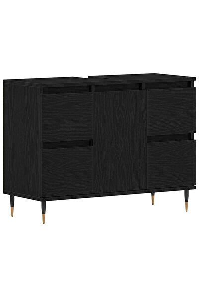 vidaxl Dulap pentru Chiuveta de Baie Stejar Negru 80 x 33 x 60 cm