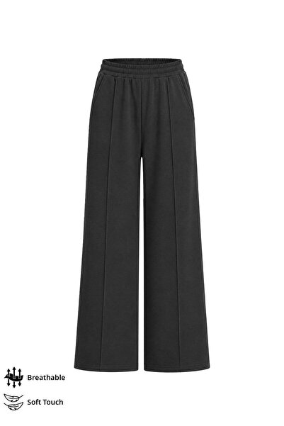 Cottonhill Premium - Sway kolekcija | Crne modalne ženske pantalone sa rebras...