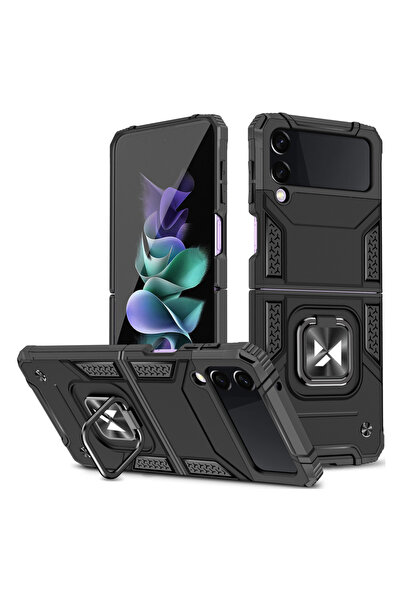 WOZINSKY Husă tip armură cu inel pentru Samsung Galaxy Z Flip 4, cu suport in...