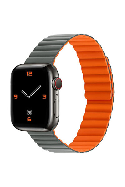 Xo Λουράκι Apple Watch 38 40 41mm Σιλικόνης Μαγνητικό Γκρι-πορτοκαλί