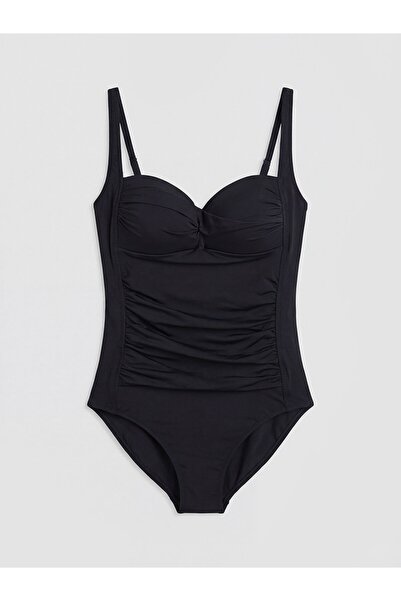 LC Waikiki Women's Swimsuit with Heart Neckline and Drawstring Detail