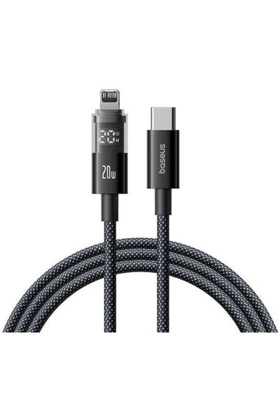 Baseus Καλώδιο USB-C σε Lightning Display 2 Series Πλεγμένο / LED 20W Μαύρο 2...