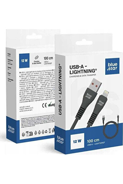Blue Star Καλώδιο USB-A σε Lightning 12W Μαύρο 1μ