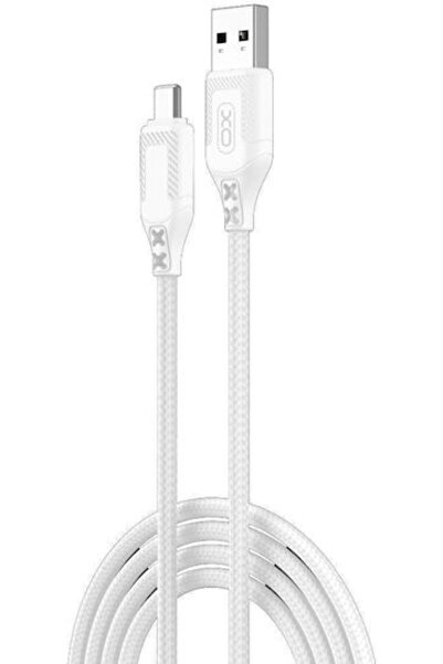 Xo NB235 Καλώδιο USB 2.0 Πλεγμένο Zebra USB-C αρσενικό - USB-A Λευκό 1μ